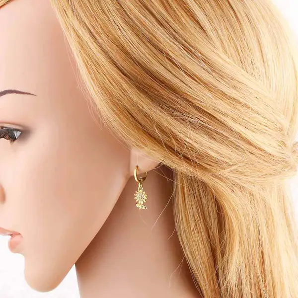 AS jewelry new sunflower kitten pendant earrings female gold-plated micro zircon eye flower earrings era381