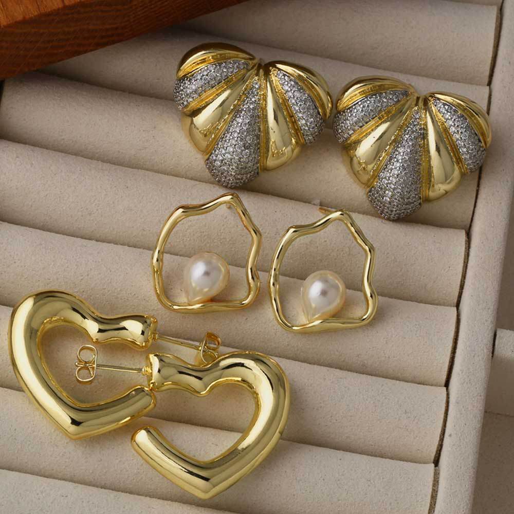 AS jewelry hot-selling pearl love peach heart smooth earrings women's gold-plated earrings erq72
