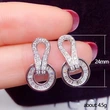 European and American earrings exaggerated micro-inlaid ladder square zircon earrings women's luxury exquisite hoop copper jewelry