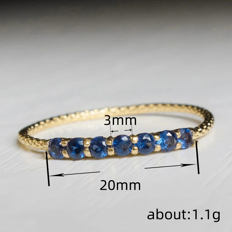 Thin row diamond blue zircon index finger ring trendy Internet celebrity retro fashion ring Korean version simple small finger