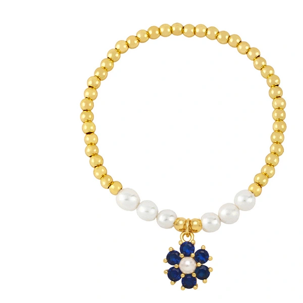 Clearance colored zircon flower beaded pearl bracelet female European and American summer niche design hand jewelry brh86