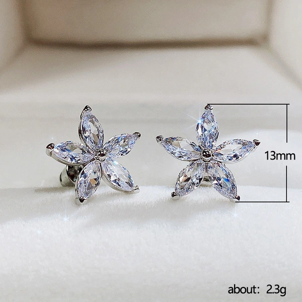 Korean version of the colorful star earrings sweet flower five-pointed star ladies earrings energetic girl student earrings