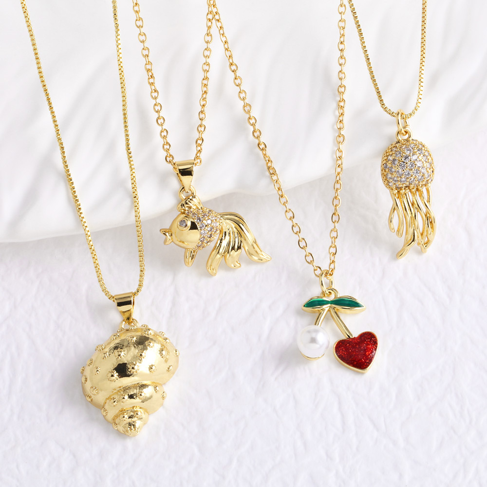 AS jewelry hot selling conch octopus copper plated 18k gold pendant necklace nkq64 necklace