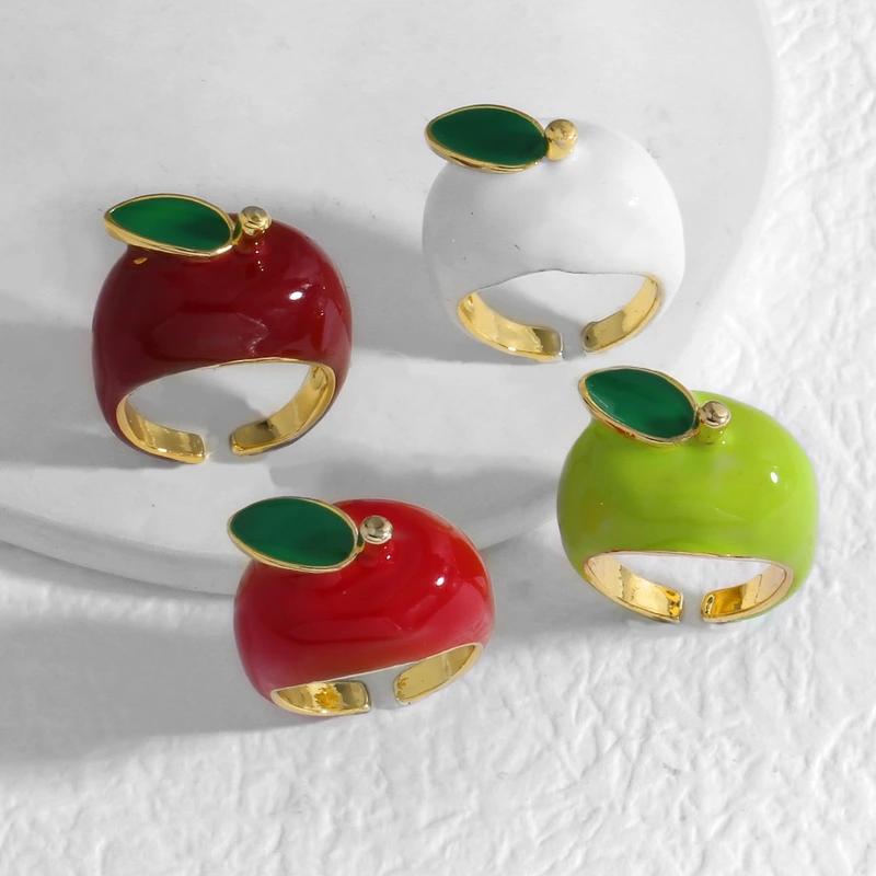AS jewelry Europe and the United States hot selling oil drop fruit apple open ring gold-plated ring ris80 ring