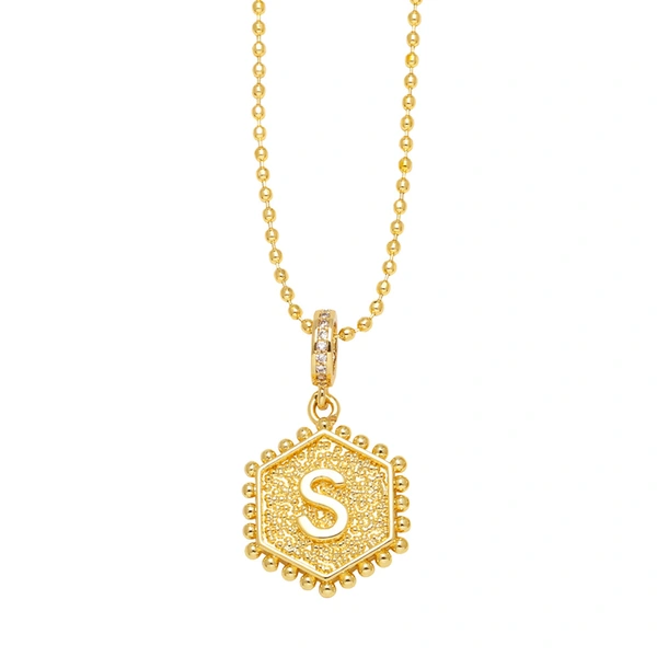 AS jewelry European and American hexagonal heart 26 English letters necklace clavicle necklace nkb296 necklace