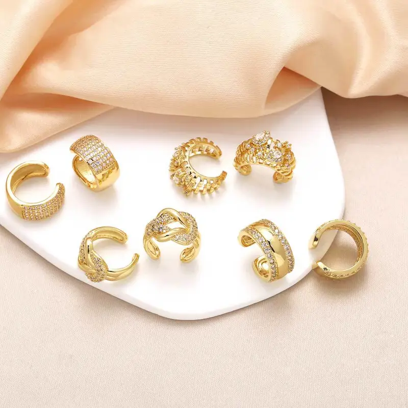 AS jewelry hot sale irregular c-shaped earrings female gold-plated zircon ear bone clip earrings erv68