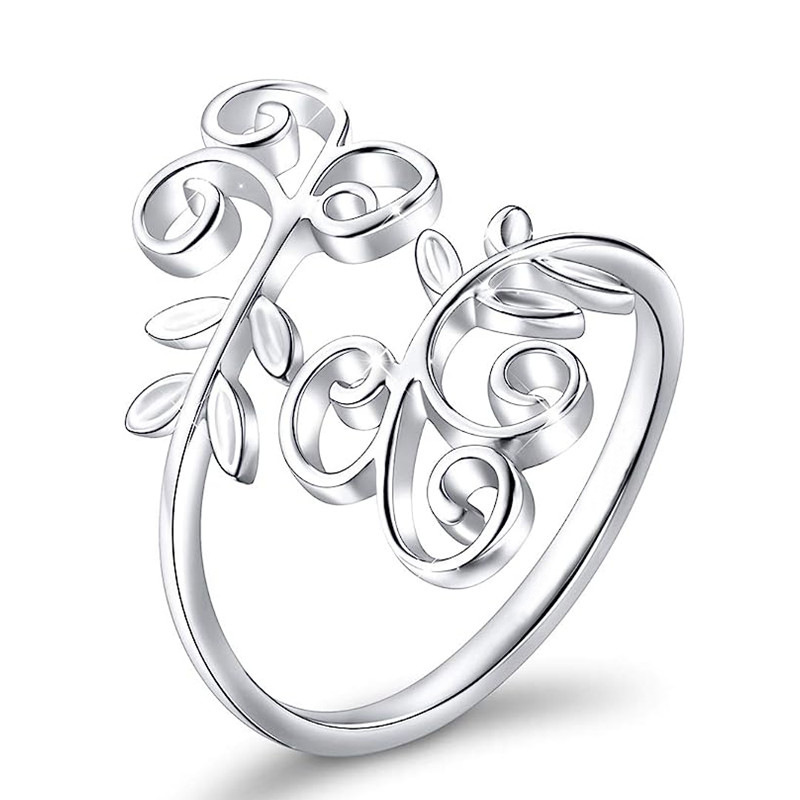  European and American new metal ring fashion flower vine leaf ring opening adjustable ring for women