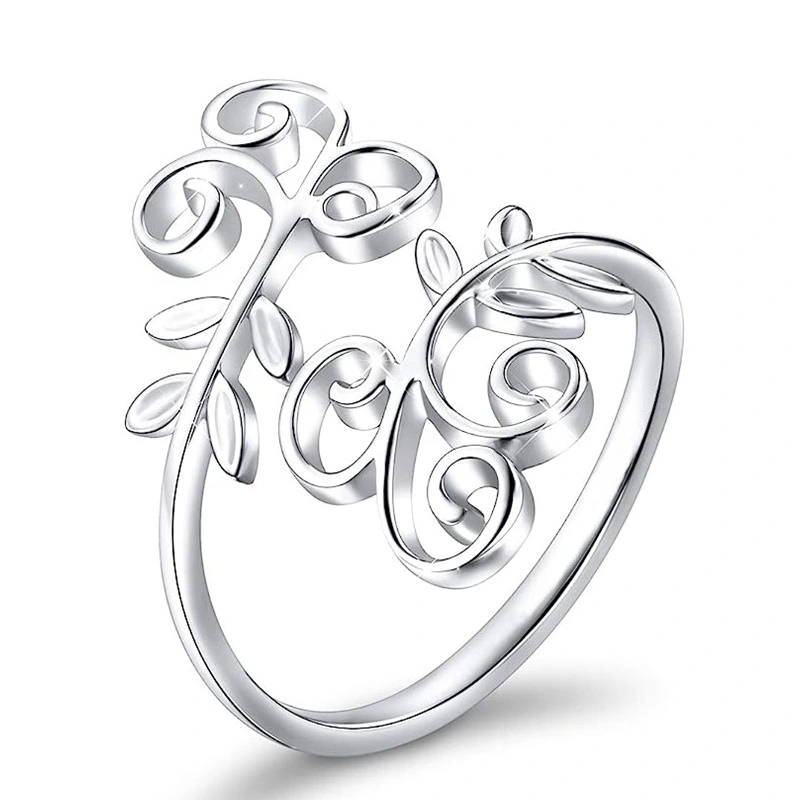  European and American new metal ring fashion flower vine leaf ring opening adjustable ring for women