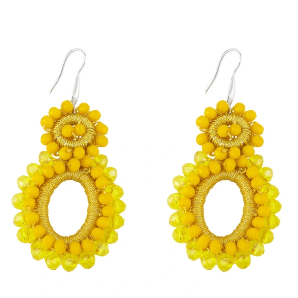 Original INS ethnic style earrings handmade beaded crystal rice beads Bohemian earrings European and American earrings ery16