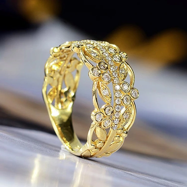  Palace style lace ring female romantic retro art pattern ring geometric hollow ancient style