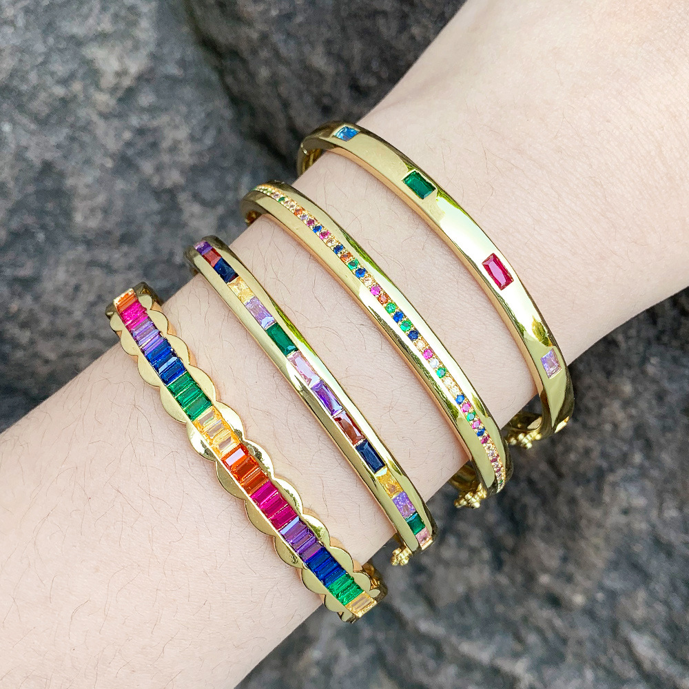 European and American retro fashion colored zircon bracelet female temperament light luxury high-end bracelet medieval style hand jewelry brd57