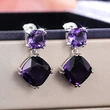 2021 new earrings hot sale temperament mysterious purple square zircon earrings European and American earrings wholesale