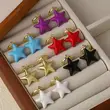 Clearance AS jewelry European and American five-pointed star pendant dripping copper 18k gold-plated women's earrings earrings era108