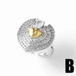 AS jewelry European and American hot style love heart full zircon open ring copper plated 18k gold ring female rij47