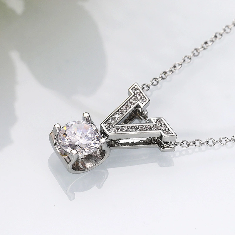 New European and American letter necklace copper inlaid zircon V-shaped necklace women's fashion all-match pendant accessories