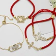 AS jewelry new red rope bracelet inlaid zircon cross Our Lady copper plated real gold hand jewelry bracelet brj49