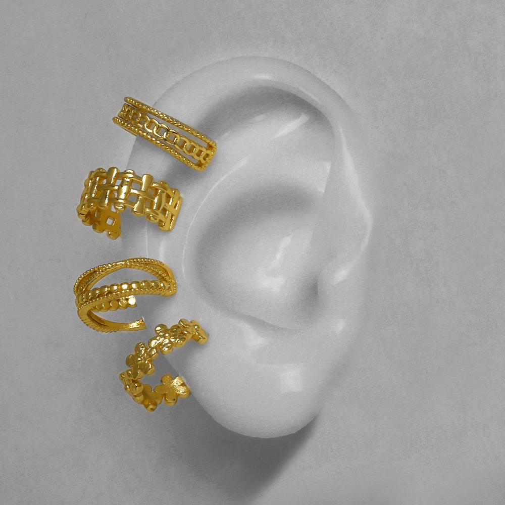 AS jewelry hot-selling copper-plated 18k gold hollow C-shaped ear skeleton non-pierced earrings err24