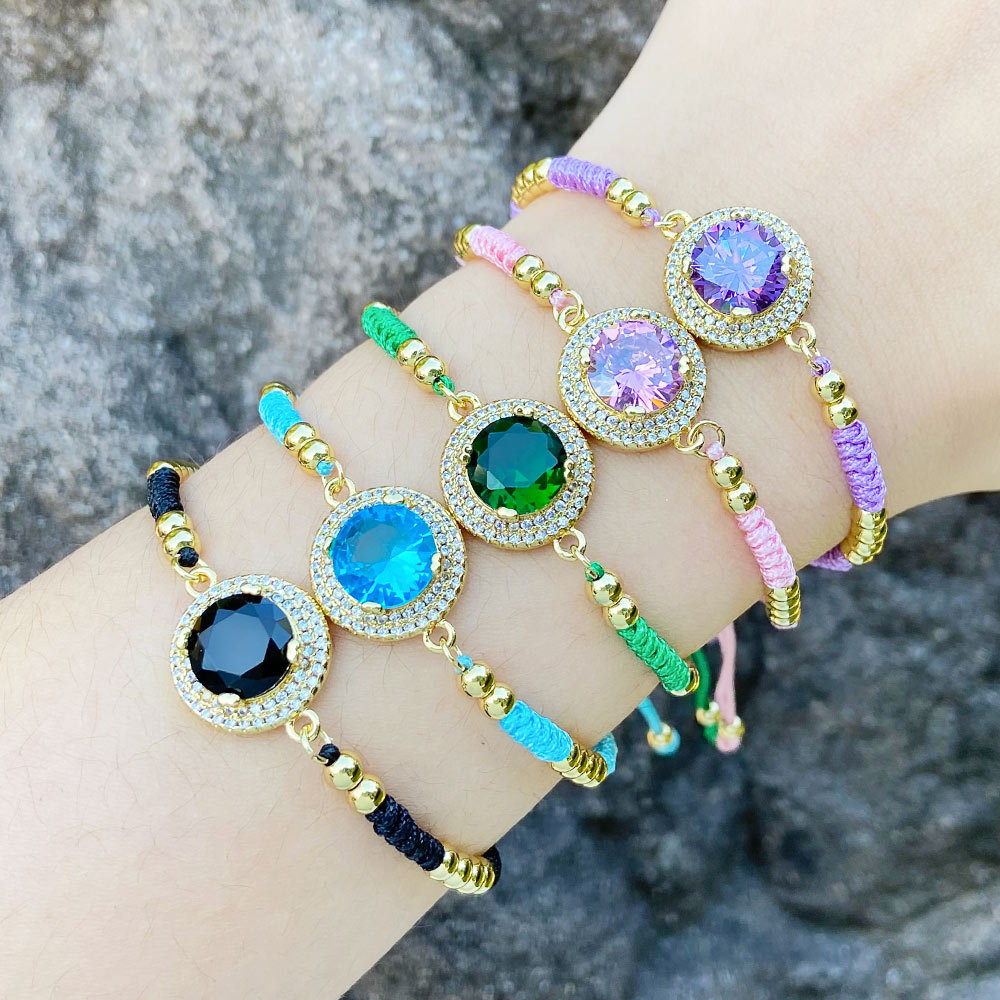 Hot selling colorful zircon bracelet for women, versatile and high-end bracelet, hand jewelry brm54