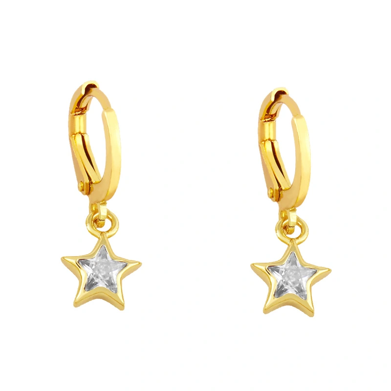 Clearance five-pointed star earrings temperament inlaid zircon simple earrings European and American trend personality star earrings ery71