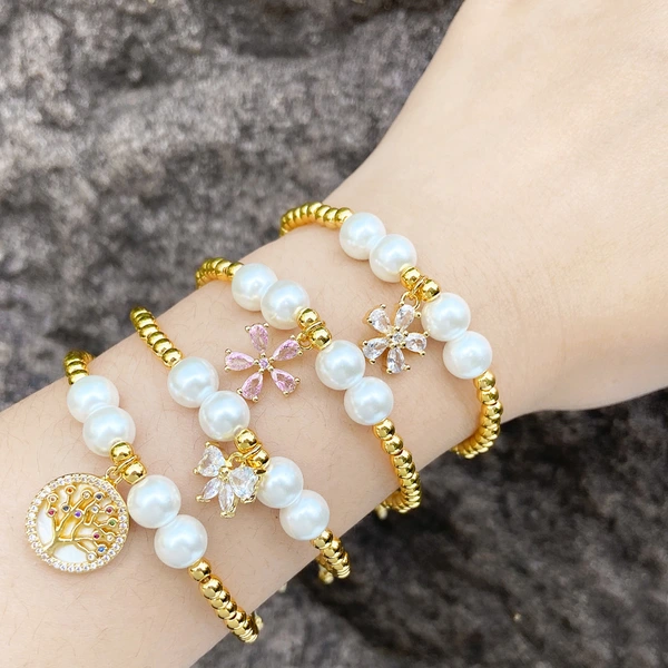 AS jewelry European and American tree of life pendant bracelet gold-plated zircon butterfly flower bracelet hand jewelry brd32