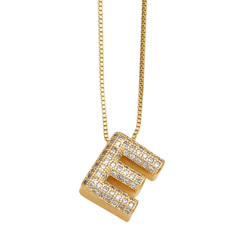 Temu hot selling 26 English letters necklace inlaid with zircon gold-plated clavicle necklace jewelry nkp54