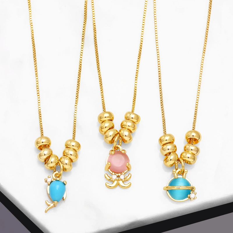 Clearance simple small fresh cute octopus sweater chain ocean style whale octopus pendant necklace female nkb683