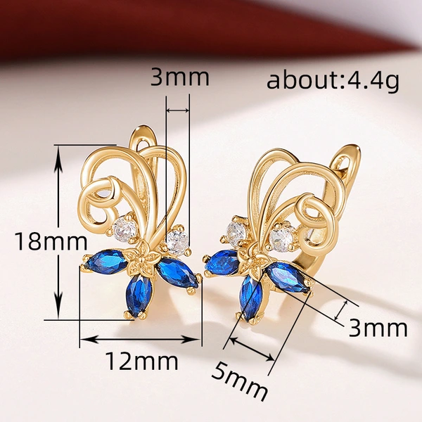 Floral series gold earrings for women with marquise zircon earrings, versatile fashion accessories, flower earrings for women