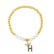 26 English letters bracelet female European and American copper beads pearl elastic bracelet fashion crown letter bracelet brf80