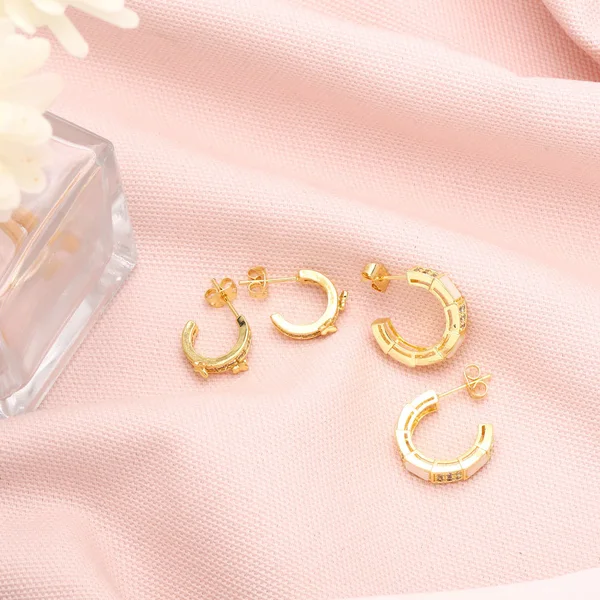 Clearance workplace style commuting versatile C-shaped earrings design sense zircon shell earrings European and American earrings wholesale erz13