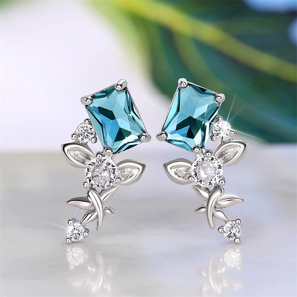 Geometric irregular zircon earrings floral series flower earrings unique design magazine style earrings for women