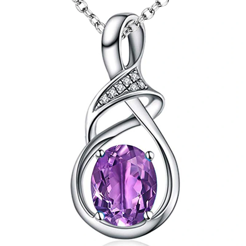 Hot selling new geometric claw-set zirconium diamond gemstone necklace for women personalized couple pendant jewelry