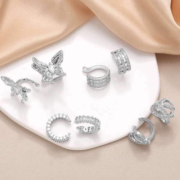 AS jewelry supply hot selling butterfly ear bone clip gold-plated zircon C-shaped earrings earrings for women era067