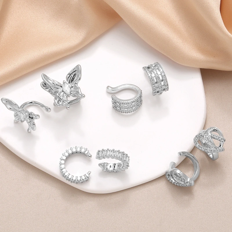 AS jewelry supply hot selling butterfly ear bone clip gold-plated zircon C-shaped earrings earrings for women era067