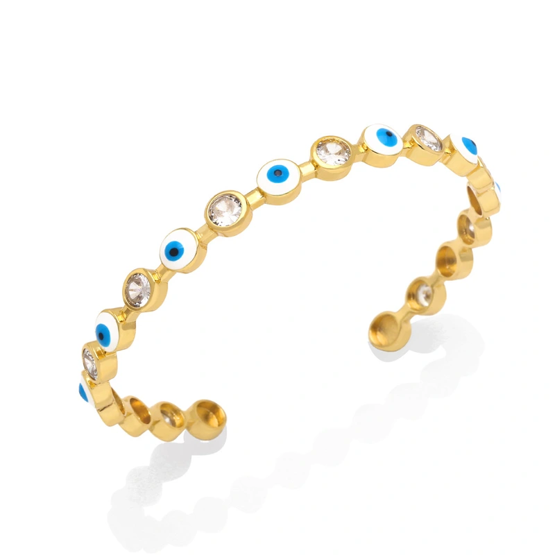 European and American jewelry devil eye bracelet women's multi-color oil drop diamond eye C-shaped open bracelet brh25