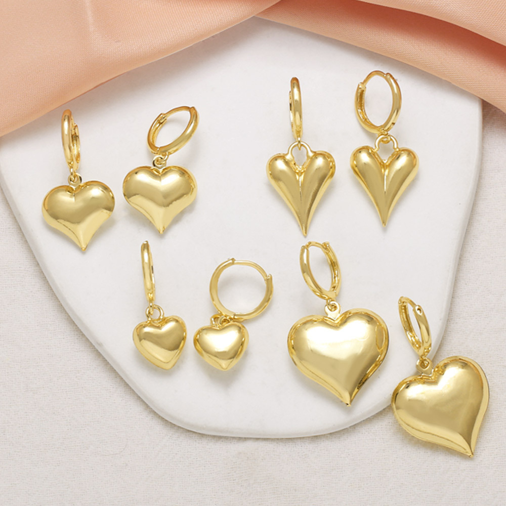 AS jewelry hot selling copper plated 18k gold polished heart heart pendant earrings earrings female erw07