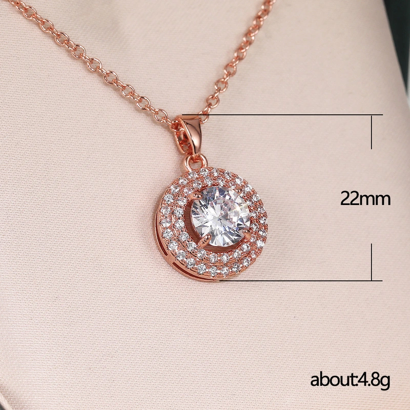 New necklace hot selling copper plated rose gold full inlaid zircon necklace jewelry manufacturers wholesale