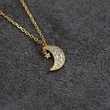  Metal electroplating moon pendant necklace with stars, micro-inlaid pendant necklace with five-pointed star, fashionable and atmospheric necklace