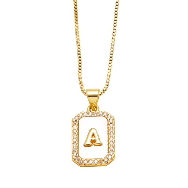 AS jewelry European and American new shell cube 26 English letters necklace clavicle chain female nkb581