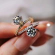  Six-claw zircon imitation moissanite ring temperament high-end crown ring geometric round ring