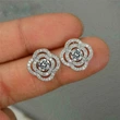 Hong Kong style dazzling camellia earrings Xiaohongshu hot item exquisite earrings support