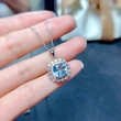 Internet celebrity live jewelry set luxury colored zircon necklace sea blue earrings and ring set