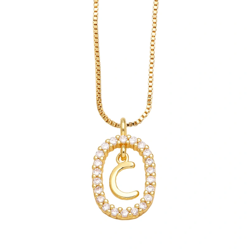 AS jewelry new style inlaid zircon 26 English letters necklace female gold-plated clavicle chain nka019