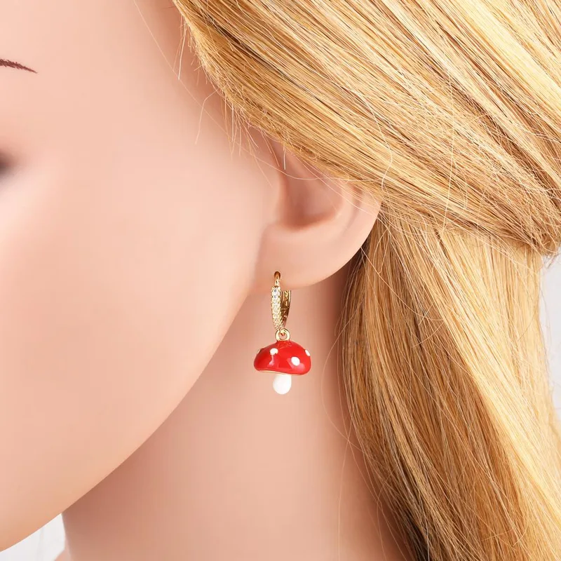 AS jewelry hot selling copper plated real gold oil drop fruit strawberry mushroom earrings earrings ers75