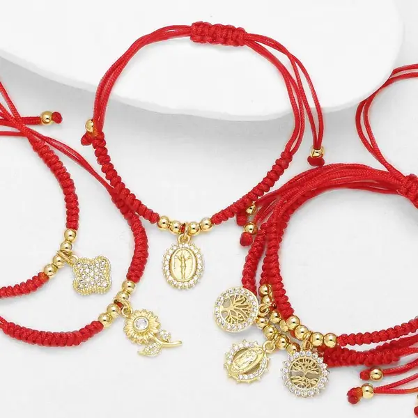 AS jewelry new hot style tree of life Our Lady pendant red hand rope adjustment hand jewelry bracelet female brm70
