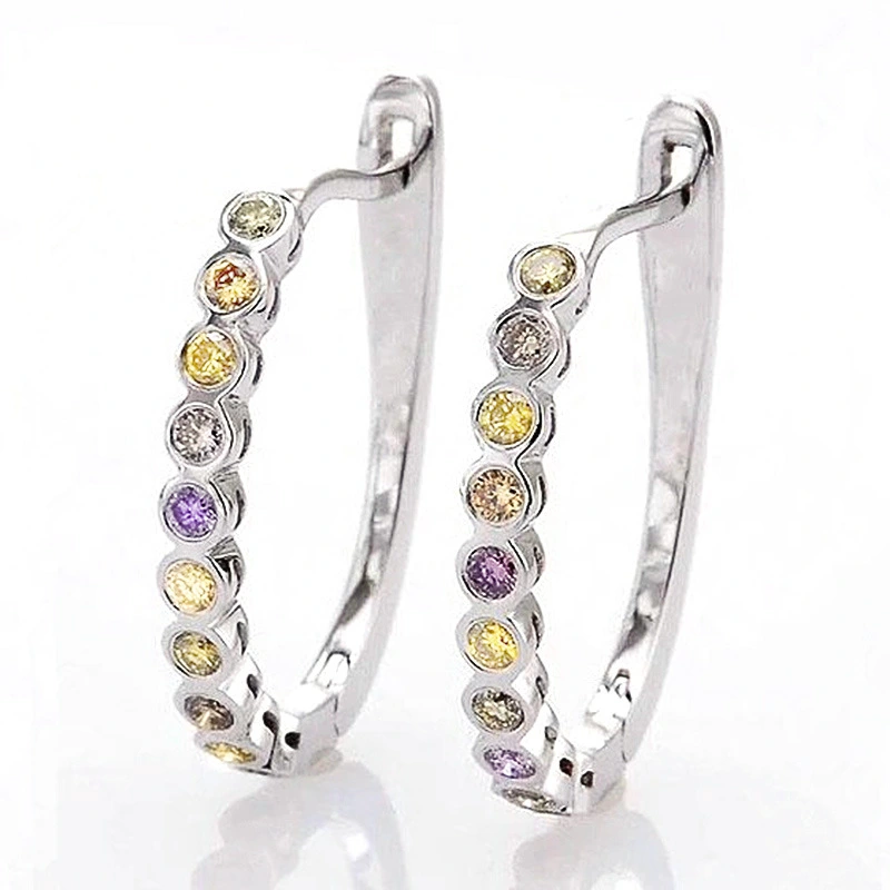 Simple ear clip earrings trendy personality U-shaped multi-color zircon earrings Korean temperament student earrings
