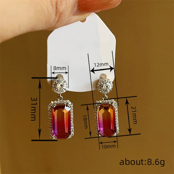  Live broadcast celebrity light luxury high-end earrings for women colorful eye-catching geometric jewelry niche hot selling super hot items