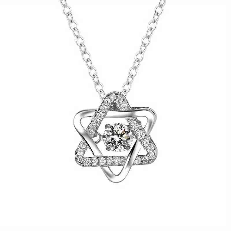   Live star pendant necklace for women six-pointed star zircon niche jewelry fashion design jewelry