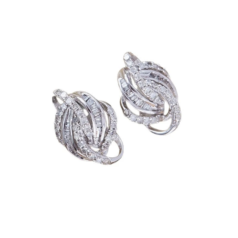 Fashionable geometric lines wrapped earrings, personalized design earrings inlaid with zircon, shining popular earrings