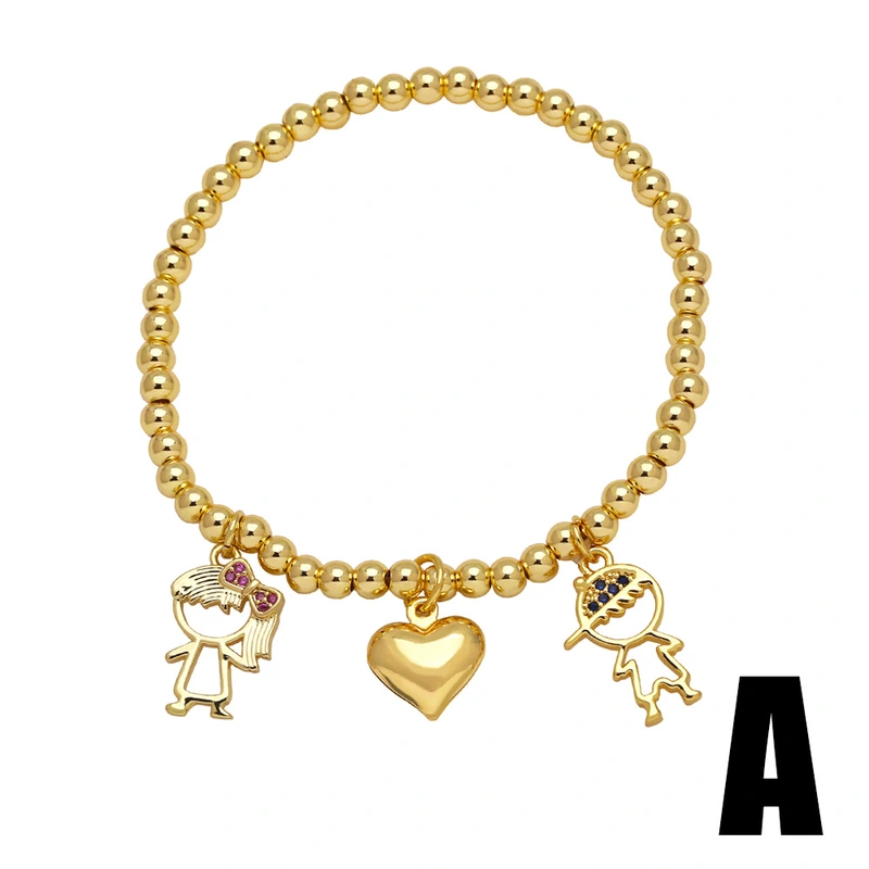 AS jewelry love boy and girl bracelet gold-plated inlaid colored zircon bracelet brf40