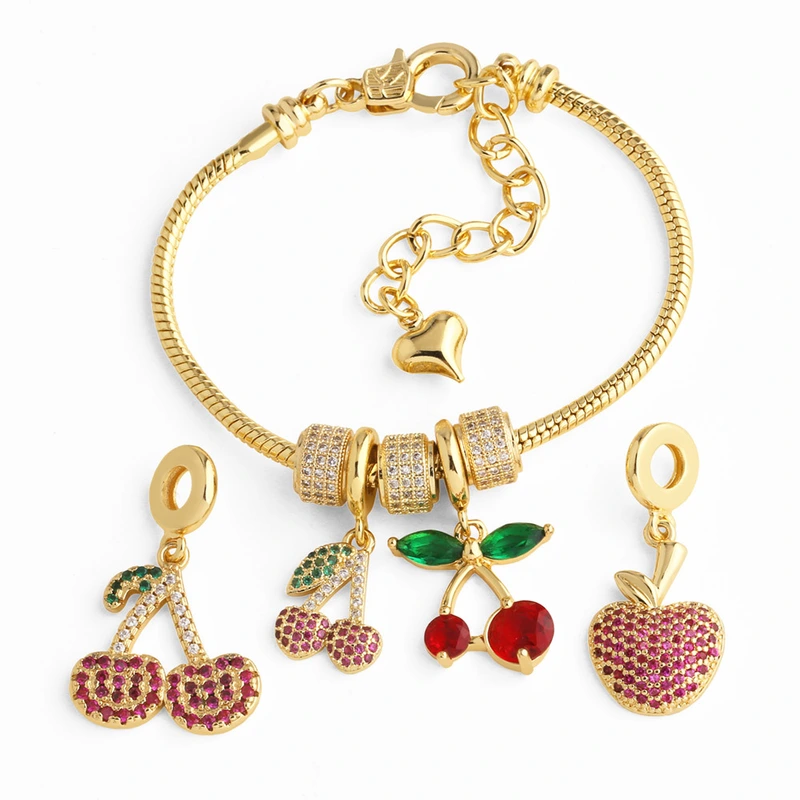 AS jewelry hot selling fruit full zircon cherry diy bracelet hand jewelry brn21 bracelet